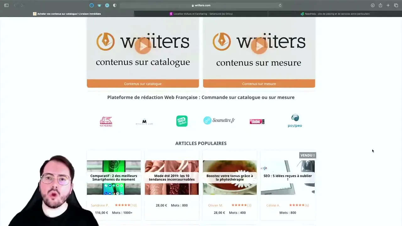 Wriiters : plateforme de vente d'articles de blog