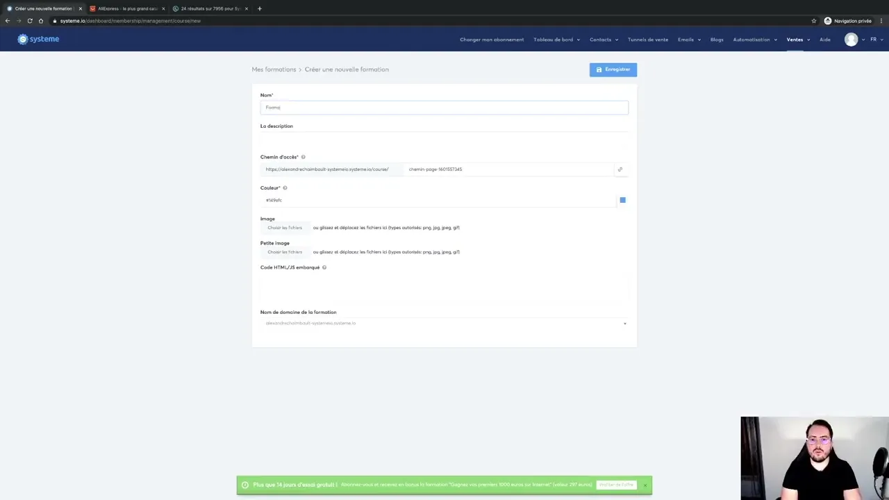 Création et vente de formations sur Systeme.io