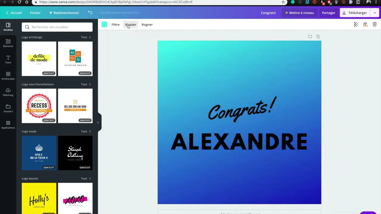 Options d'export d'un logo dans Canva