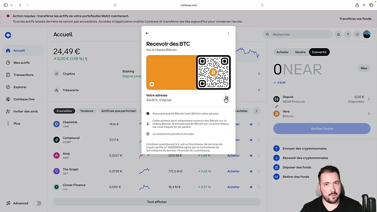 Application mobile Coinbase - Tutoriel achat crypto sur smartphone