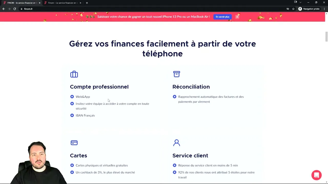 Interface de Finom et présentation du tableau de bord