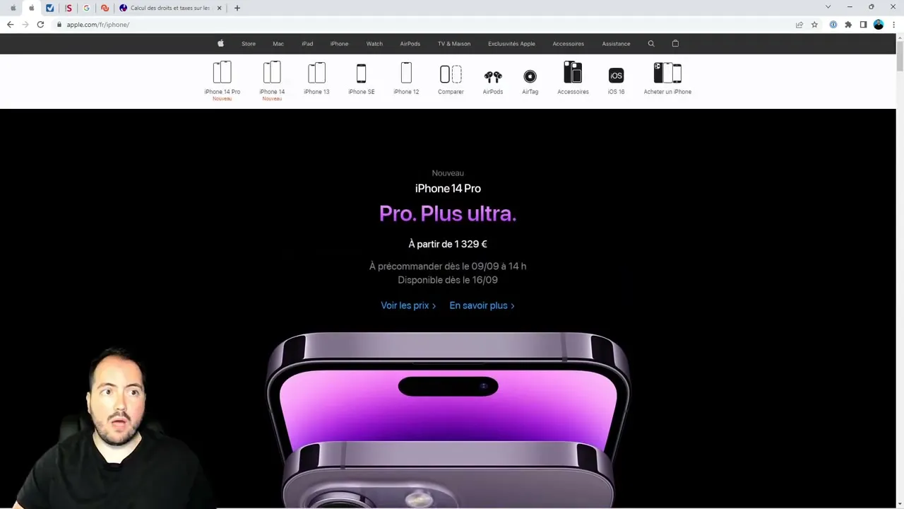 Comparaison des prix iPhone 14 entre les États-Unis et la France
