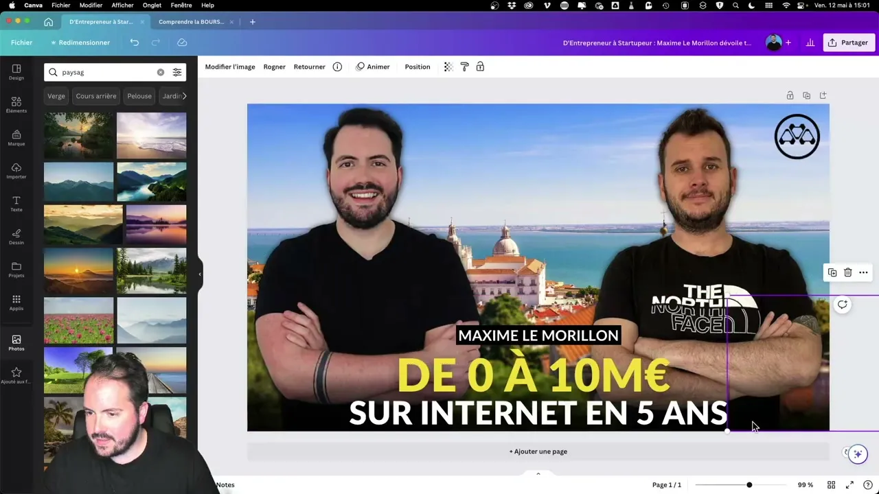 Ajout de texte et typographie sur une miniature YouTube Canva