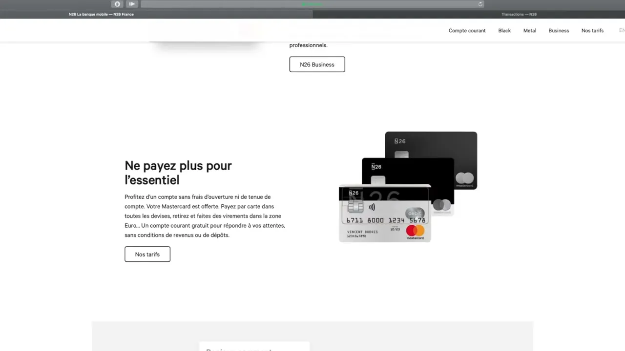 La carte Mastercard N26 Business gratuite