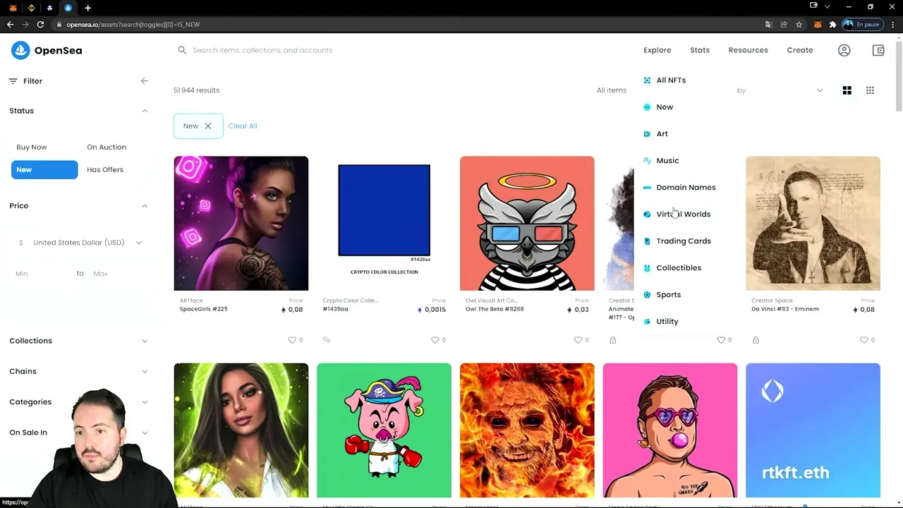 Processus d'achat d'un NFT sur OpenSea étape par étape