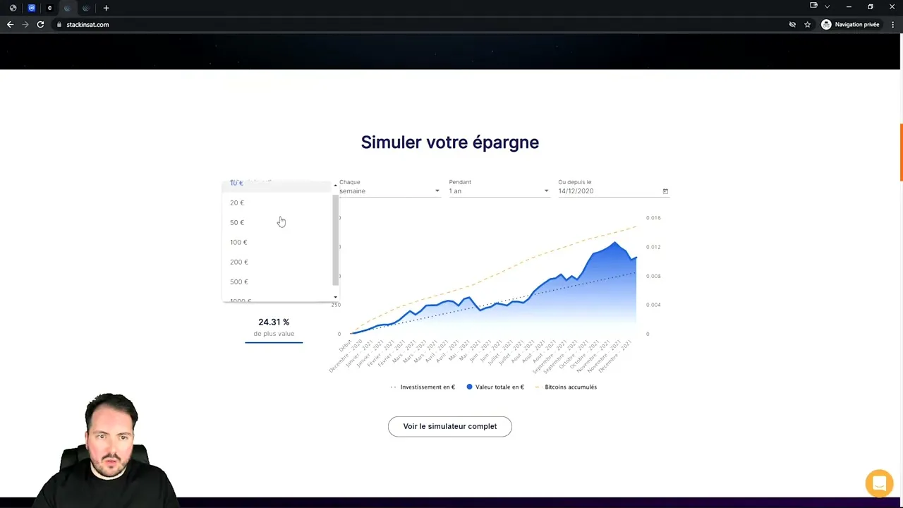 Configuration du plan d'épargne Bitcoin DCA sur StackinSat