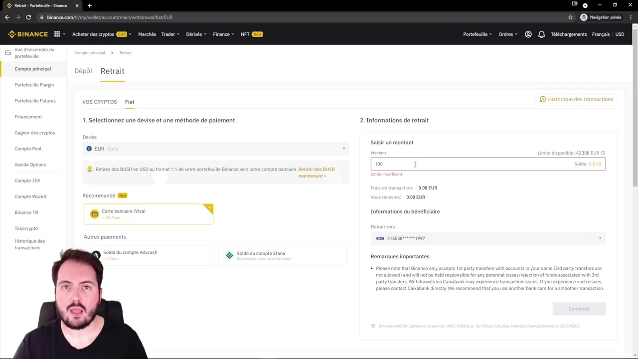 Premier achat de crypto sur Binance