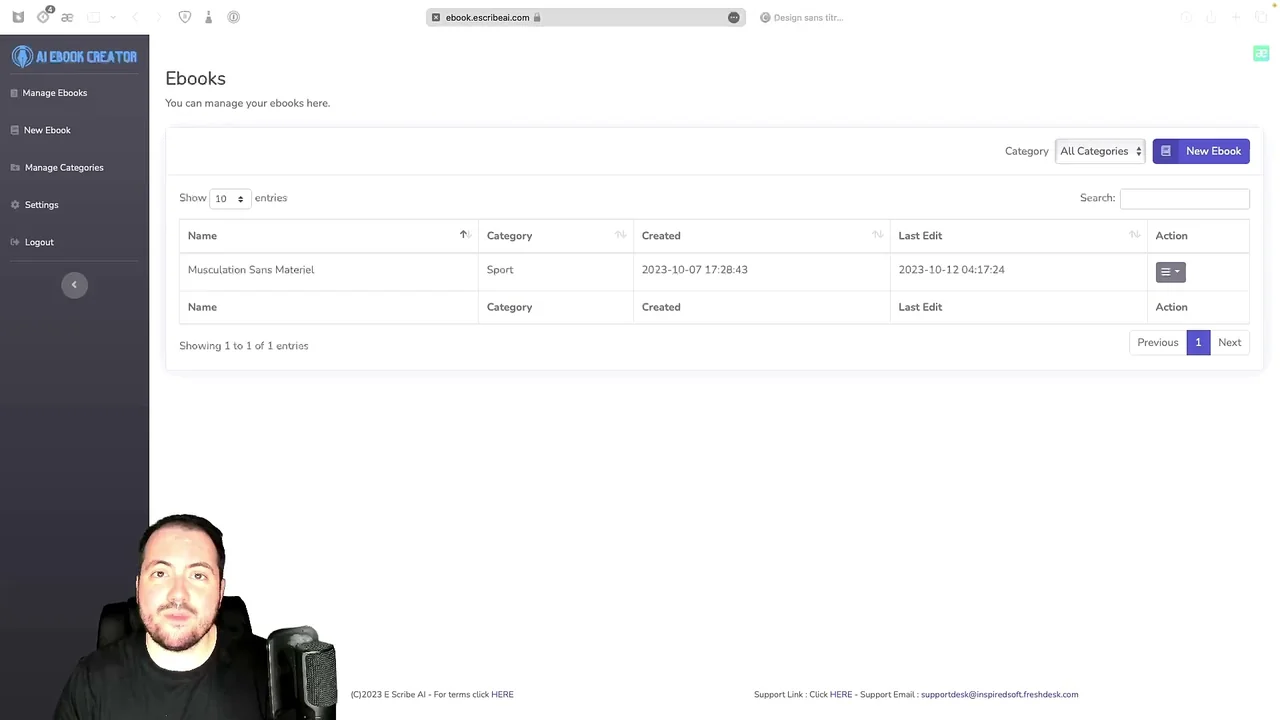 E-Scribe.AI générateur d'ebooks par IA
