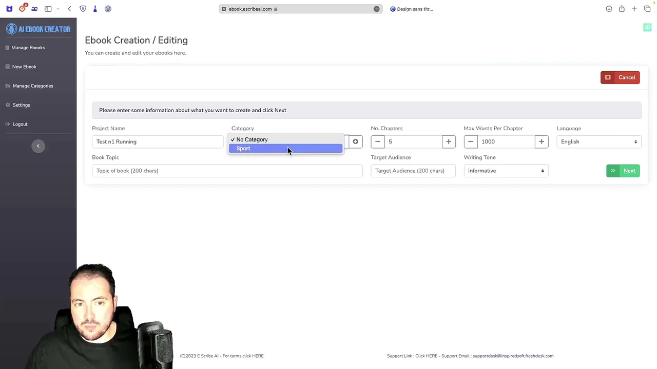 Interface d'E-Scribe.AI