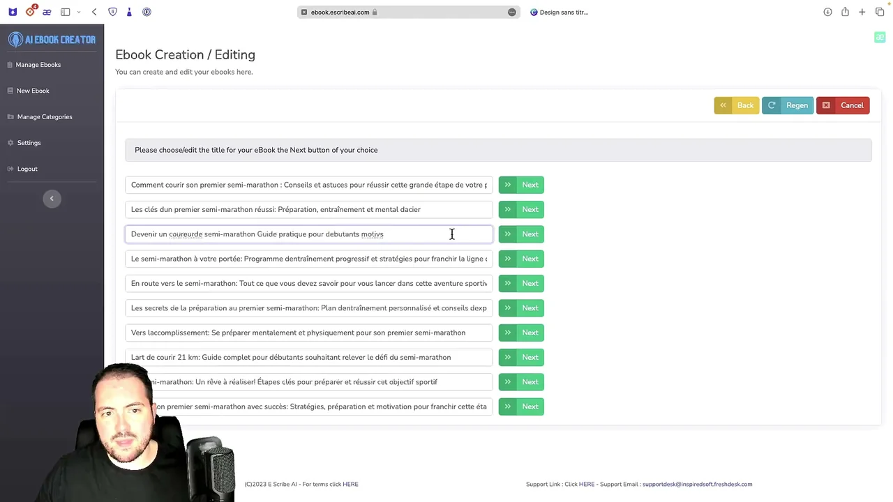 Exemples d'ebooks générés par E-Scribe.AI
