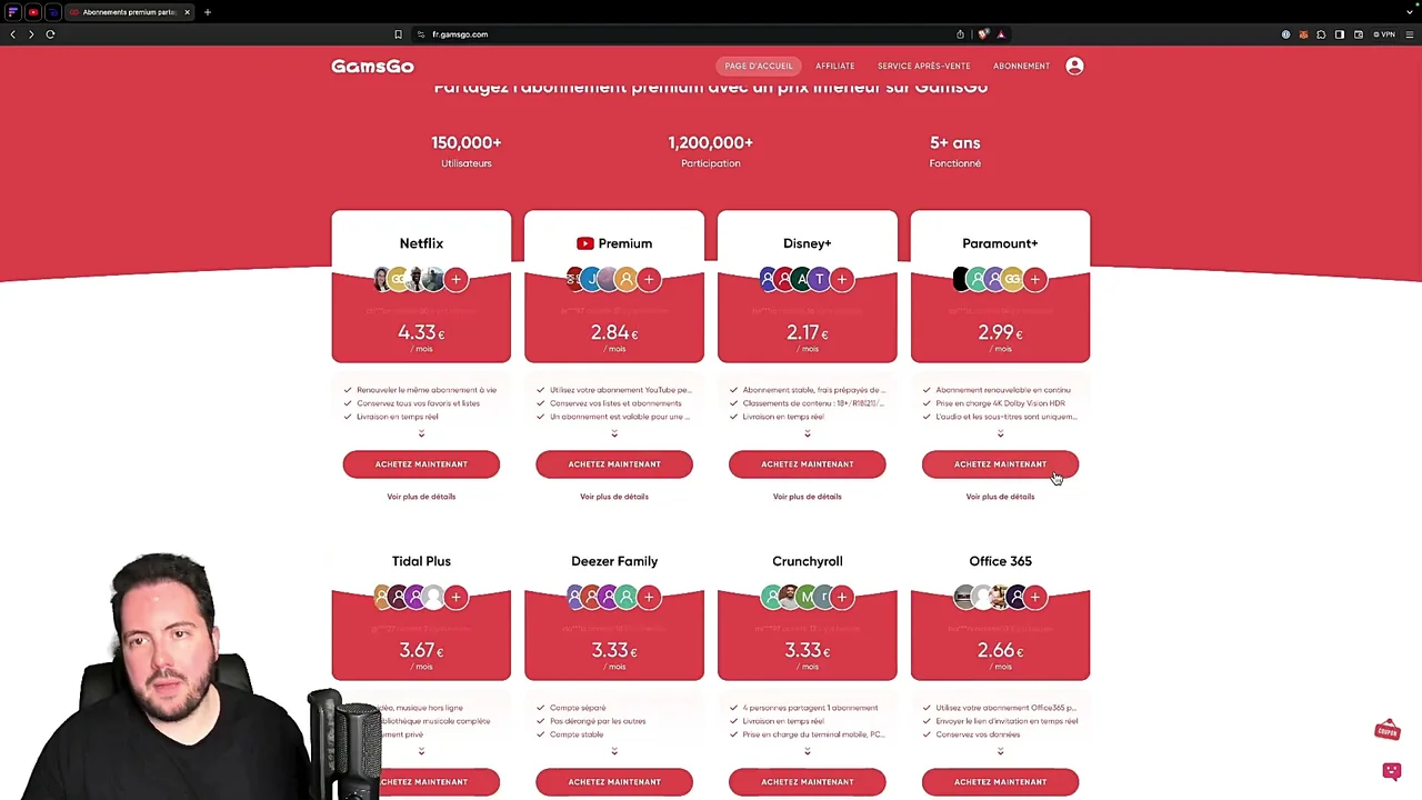 Tableau comparatif des économies avec Gamsgo