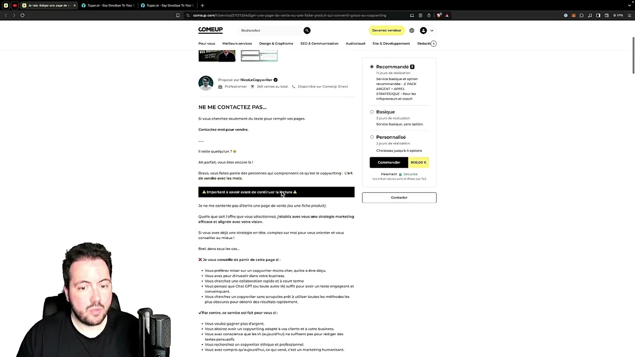 Présentation de Tugan.AI pour le copywriting automatisé