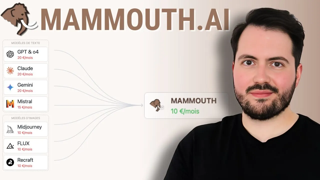 Interface de Mammouth.AI avec tous les modèles d'IA disponibles