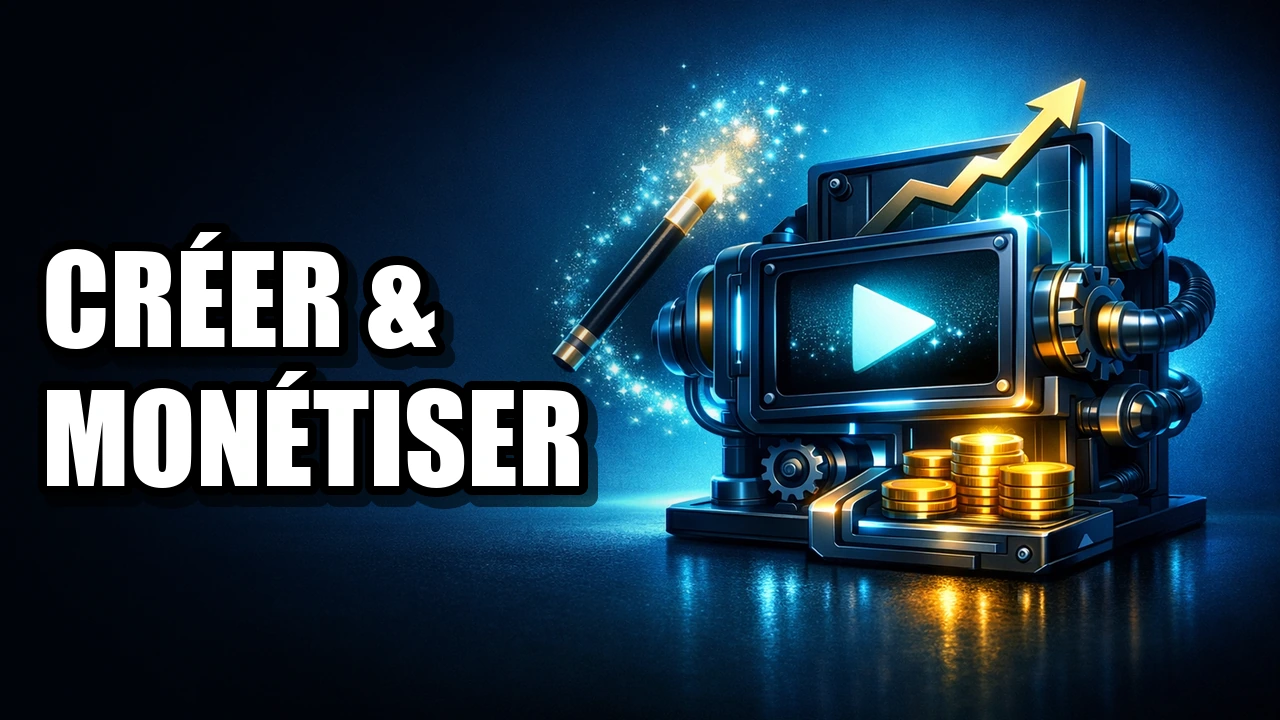 Illustration d’un créateur utilisant des outils vidéo et d’analyse sur une interface abstraite.